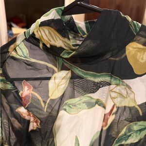 White House Black Market Sheer Floral Blouse - Black, Green, Yellow